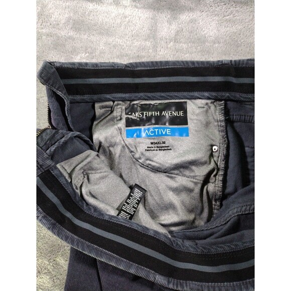 Saks 5th Avenue Active Corduroy Pants Mens 36 x 32 Blue Cotton Stretch Cord - Picture 4 of 16